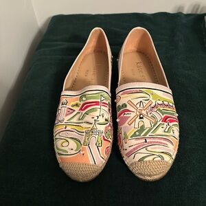Kate Spade canvas flat espadrille size 8 with pearl detailing